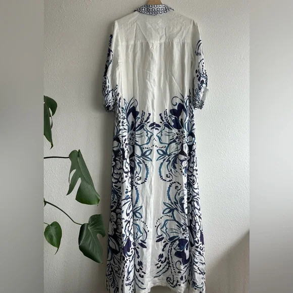 Anthropologie Blue and White Patterned Maxi Dress - Picture 10 of 10